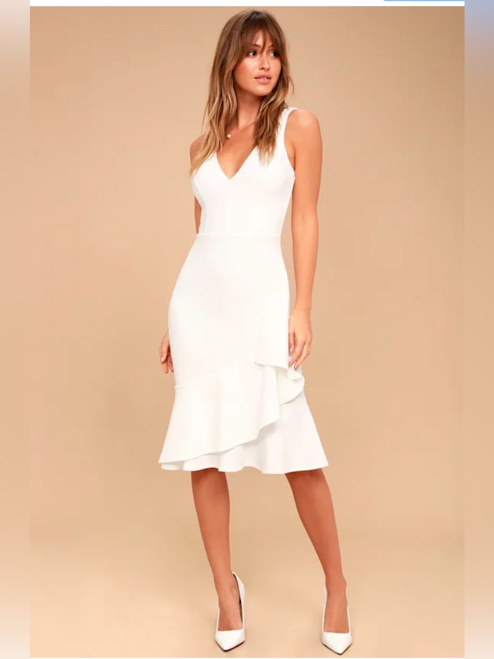 Modern Maiden White Asymmetrical Midi Dress